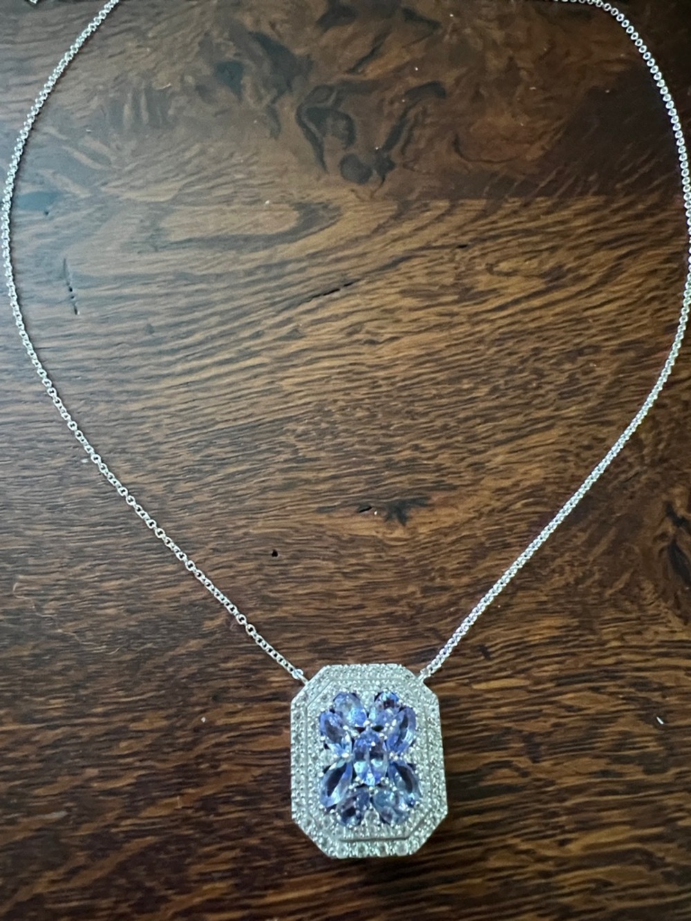 TANZANITE Marquis/Pear/Oval Pendant Necklace Sterling Silver 925 Stamped NWT - Picture 7 of 16